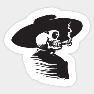 Skull Head Smoking Cigar Sticker